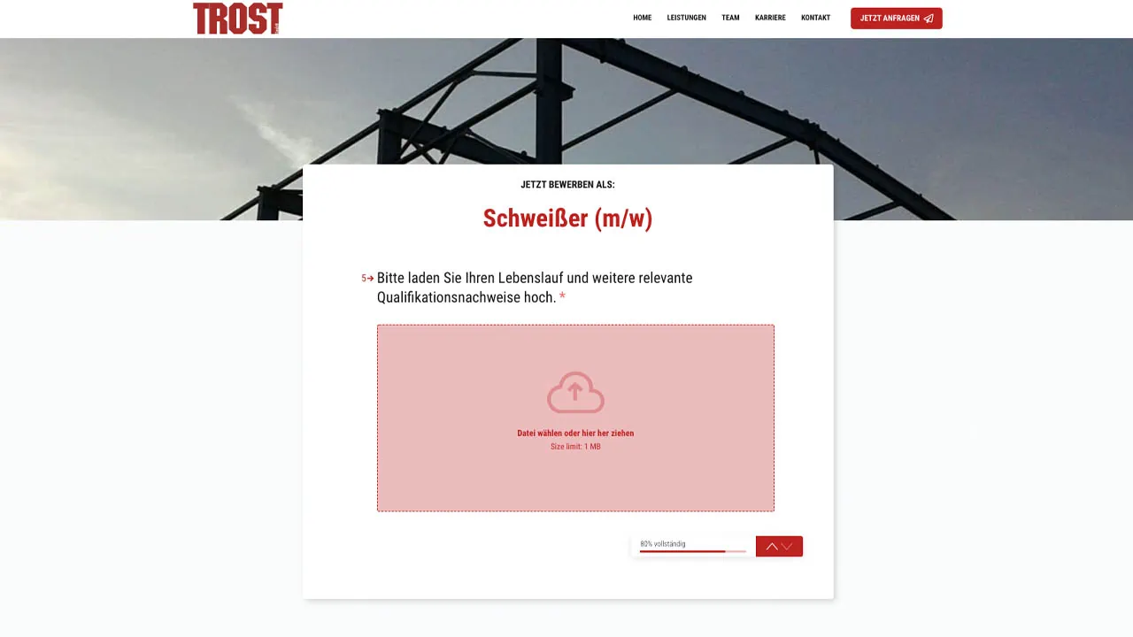 Screenshot vom Webdesign der Firma TROST GmbH in Matrei durch die Firma GSALLER Media aus Osttirol.
