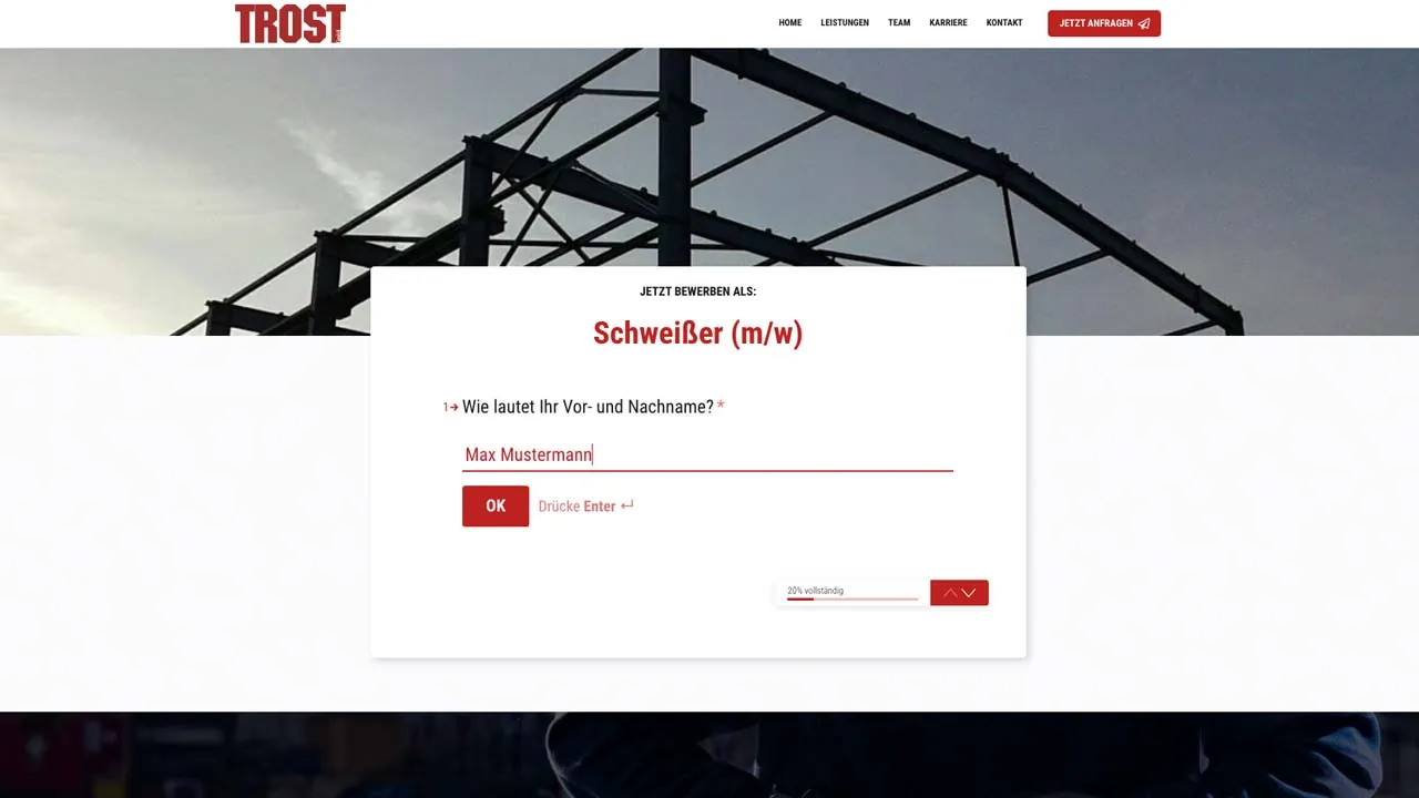 Screenshot vom Webdesign der Firma TROST GmbH in Matrei durch die Firma GSALLER Media aus Osttirol.